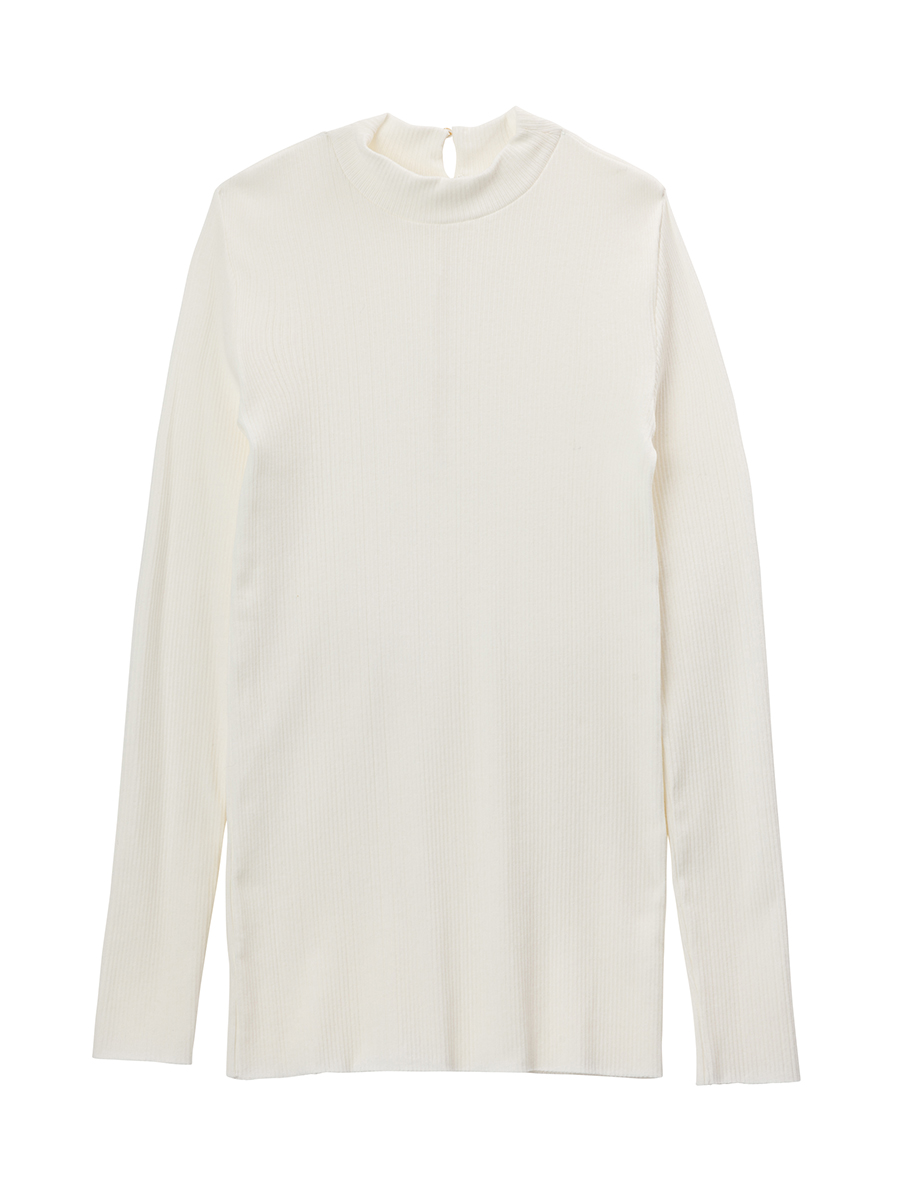 RIBBED TELECO BOTTLE-NECK TOPS【SALE30%OFF】