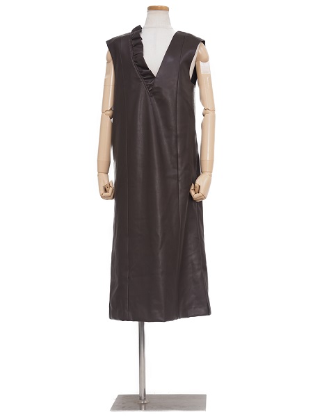 フェイクレザーフリルジャンパースカート【SALE40%OFF】