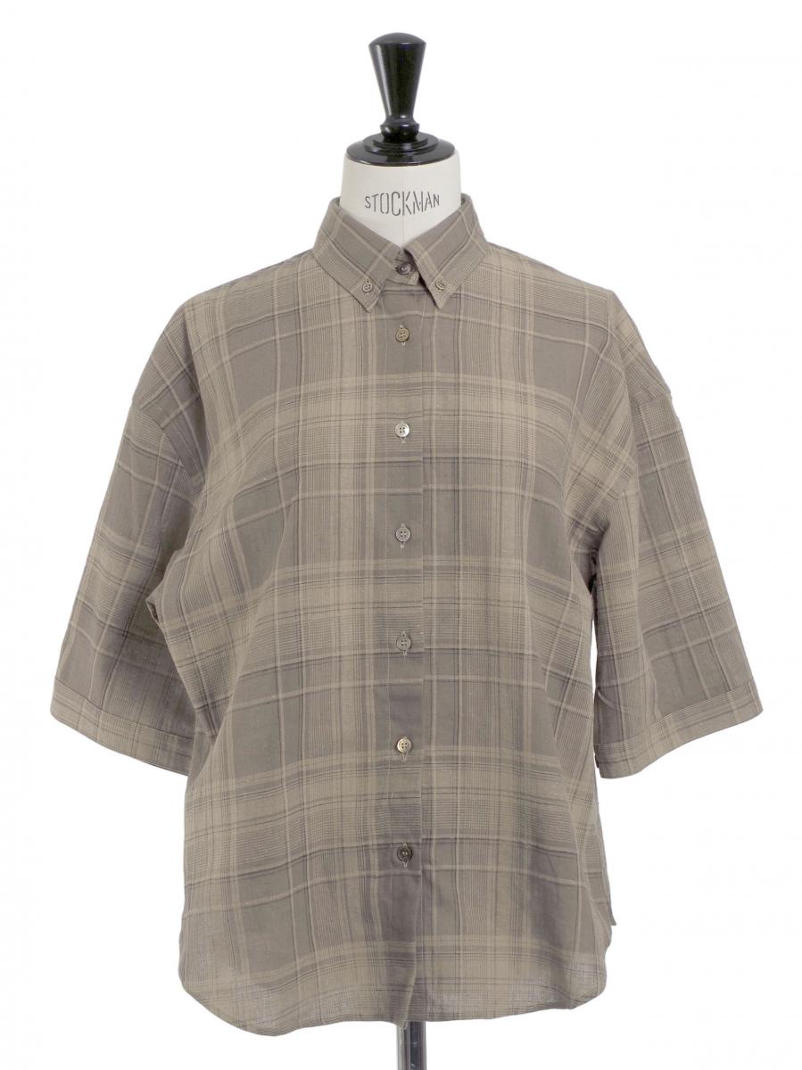 リネンチェックH/Sシャツ