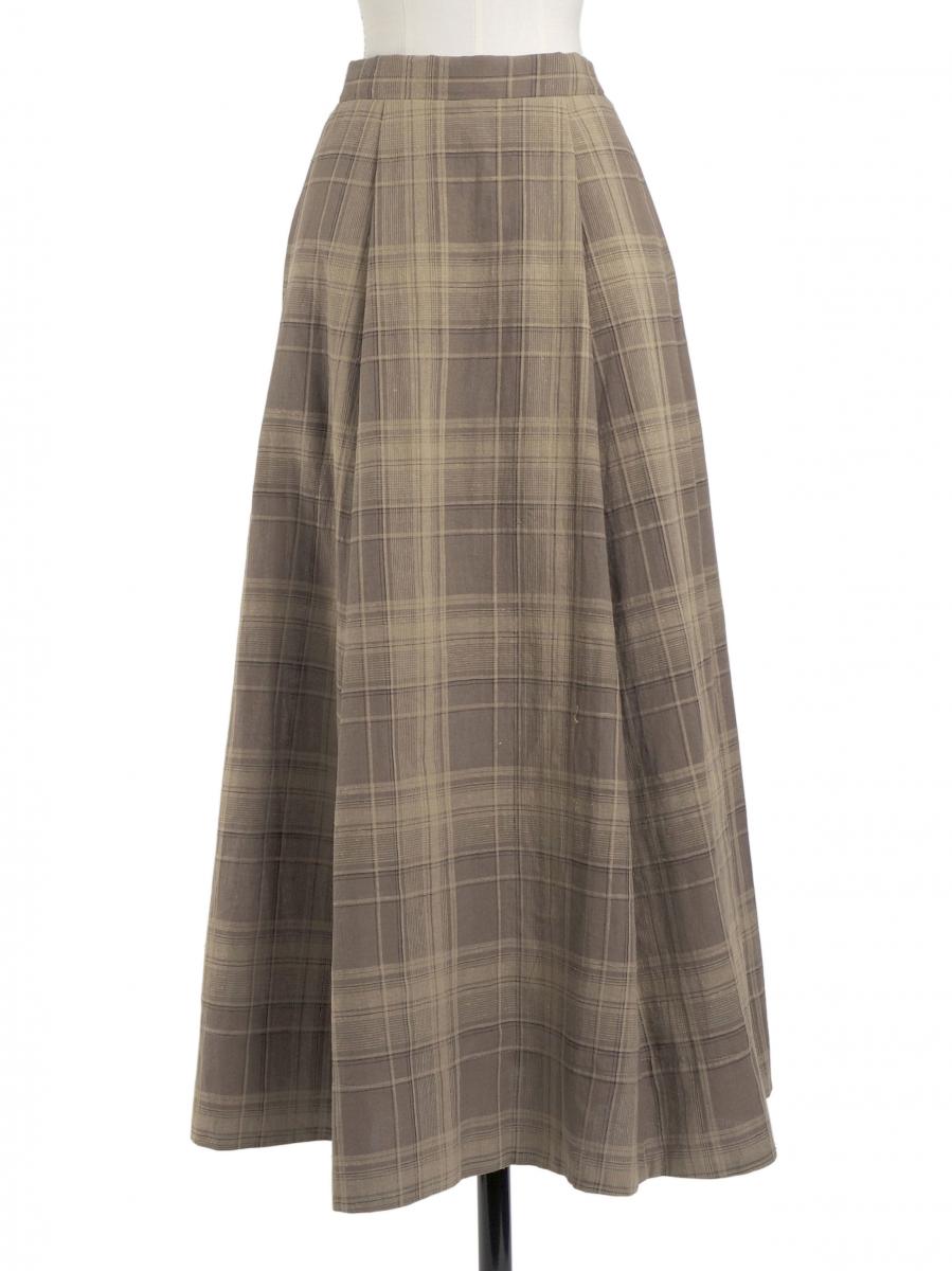 リネンチェックスカート