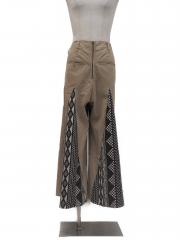 circamakewidehem batic patternprint khaki trousers