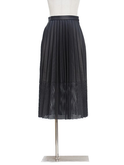 パンチングフェイクレザープリーツスカート【SALE40%OFF】