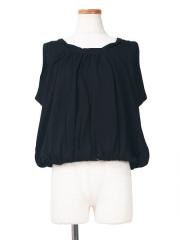 french linen cordlane-jersey gathered top【80%OFF】